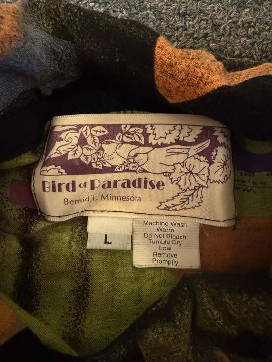Vintage Bird of Paradise Bemidji Minnesota Abstract Print Button Up Shirt Size L - Picture 3 of 7